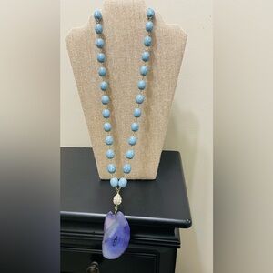 Blue and Purple Beaded Necklace